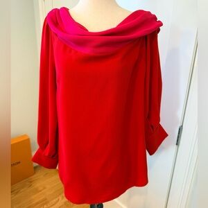 Tuckernuck Vibrant Red Cowl Neck Blouse
